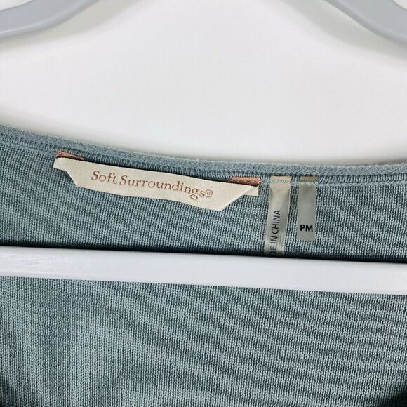 Soft Surroundings Size Petite Medium Handkerchief Hem Tunic Sweater Green Cotton - Picture 3 of 4